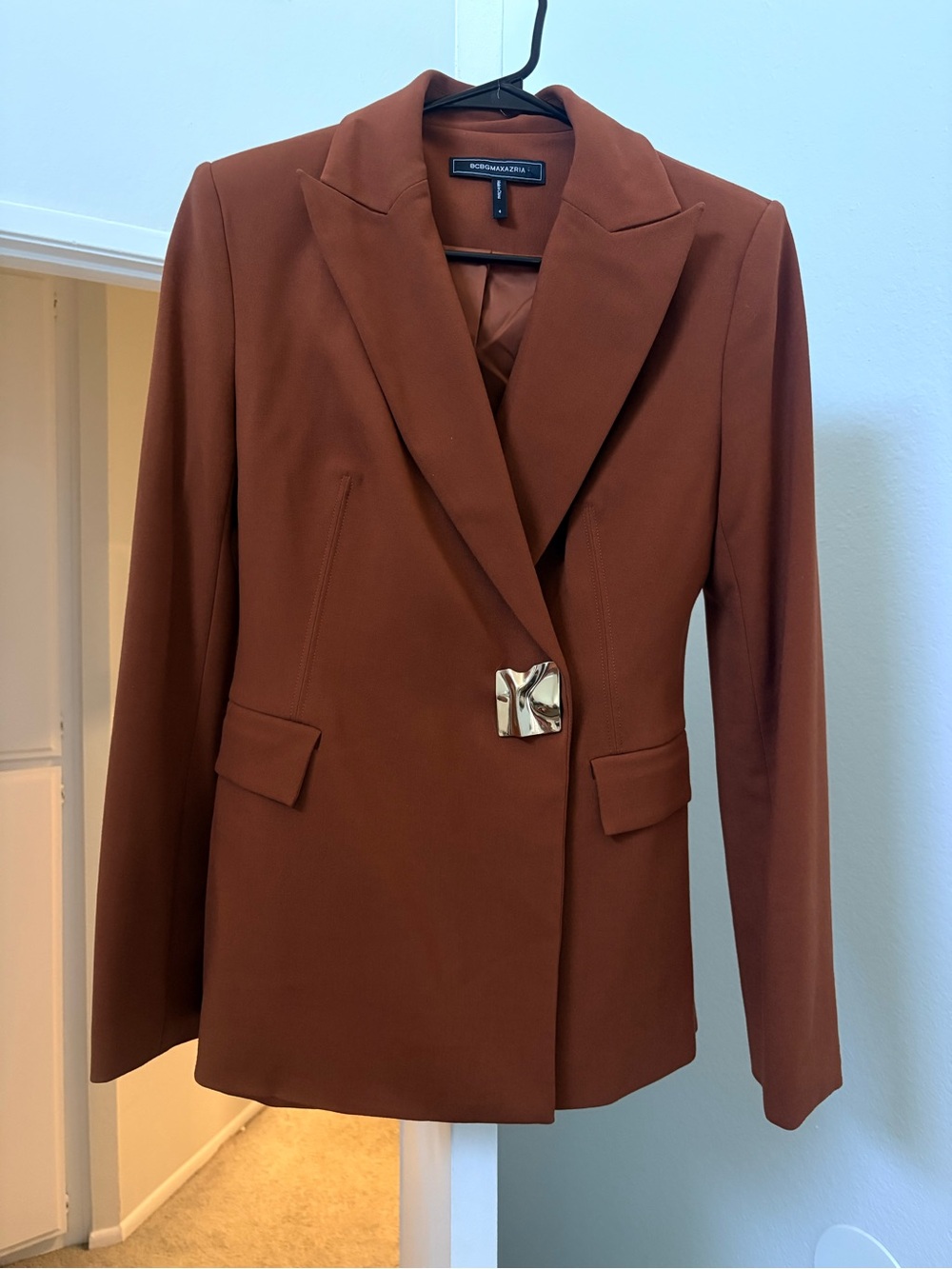 NWOT BCBGMaxAzria Rust Single-Button Sculptural Blazer